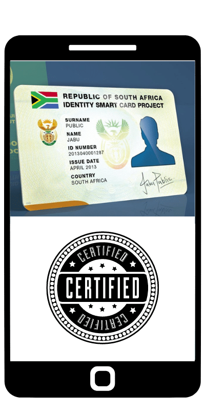iPhone app
            Certified South African ID
